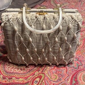 Elegant White Woven Handbag